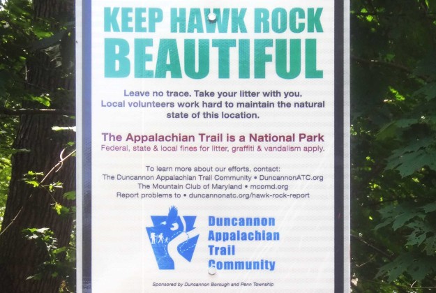 Sign asking people to keep Hawk Rock Beautiful near Duncannon PA
